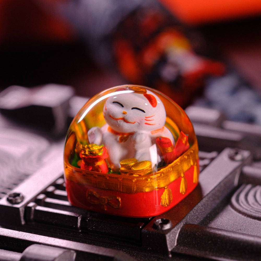 Fortune Cat Artisan Keycap Breakwooden 2