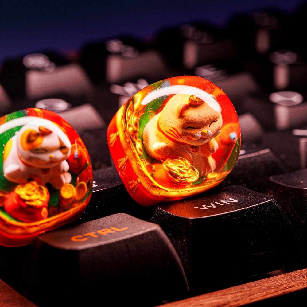 Fortune Cat Artisan Keycap Breakwooden 2