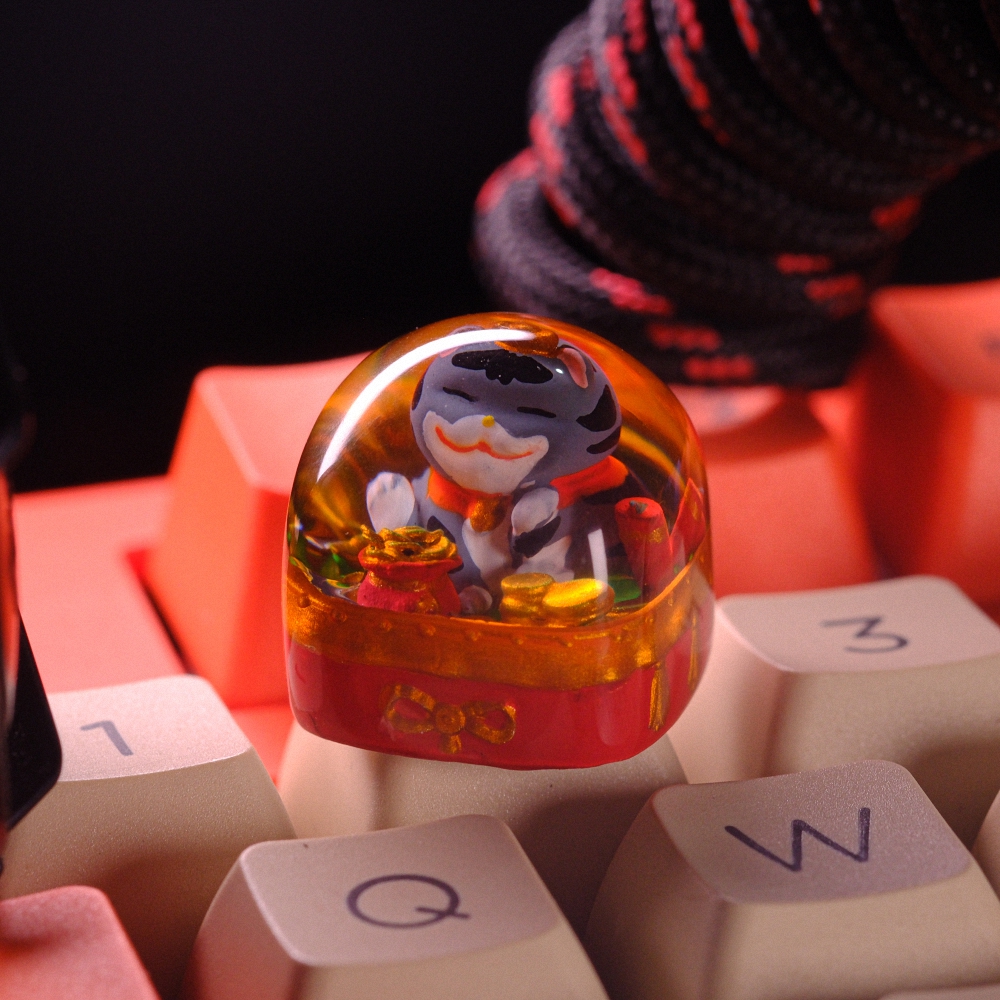 Fortune Cat Artisan Keycap Breakwooden 3
