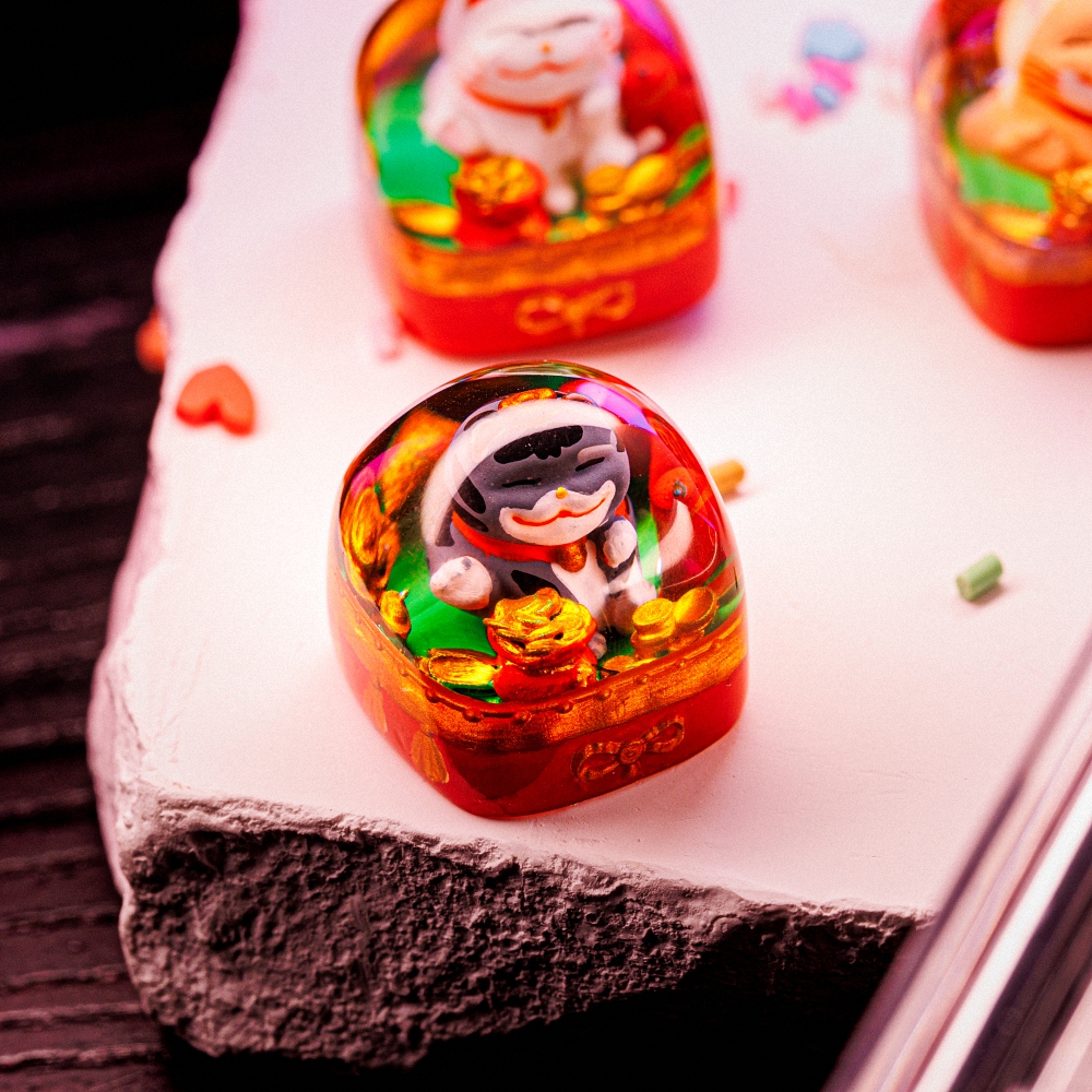 Fortune Cat Artisan Keycap Breakwooden 3