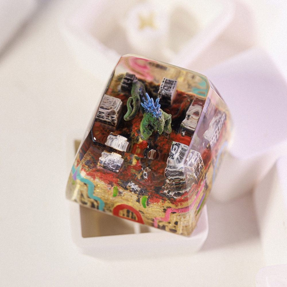 Godzilla In City Keycap Breakwooden 3