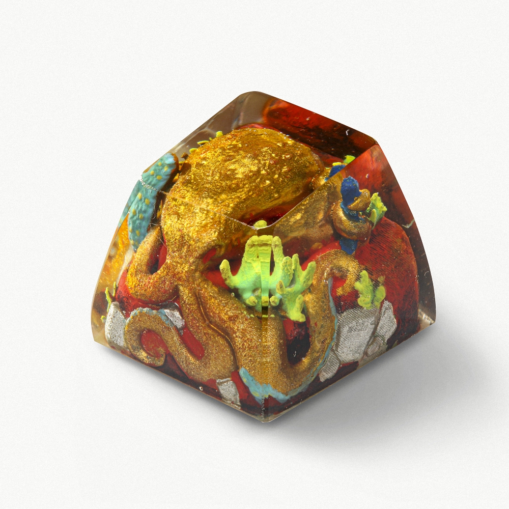 Gold Octopus Artisan Keycap Breakwooden 2
