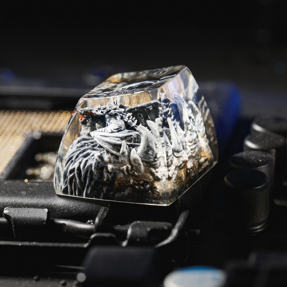 Gray Dragon Artisan Keycap Breakwooden 10