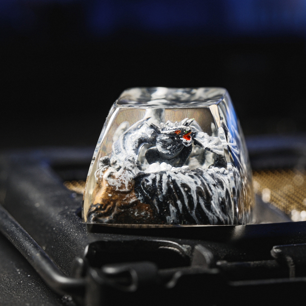 Gray Dragon Artisan Keycap Breakwooden 10