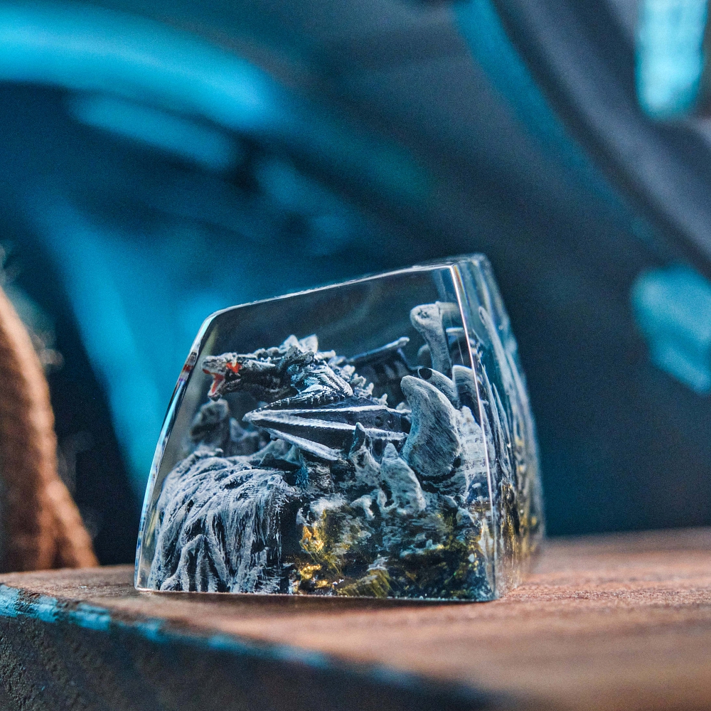 Gray Dragon Artisan Keycap Breakwooden 11