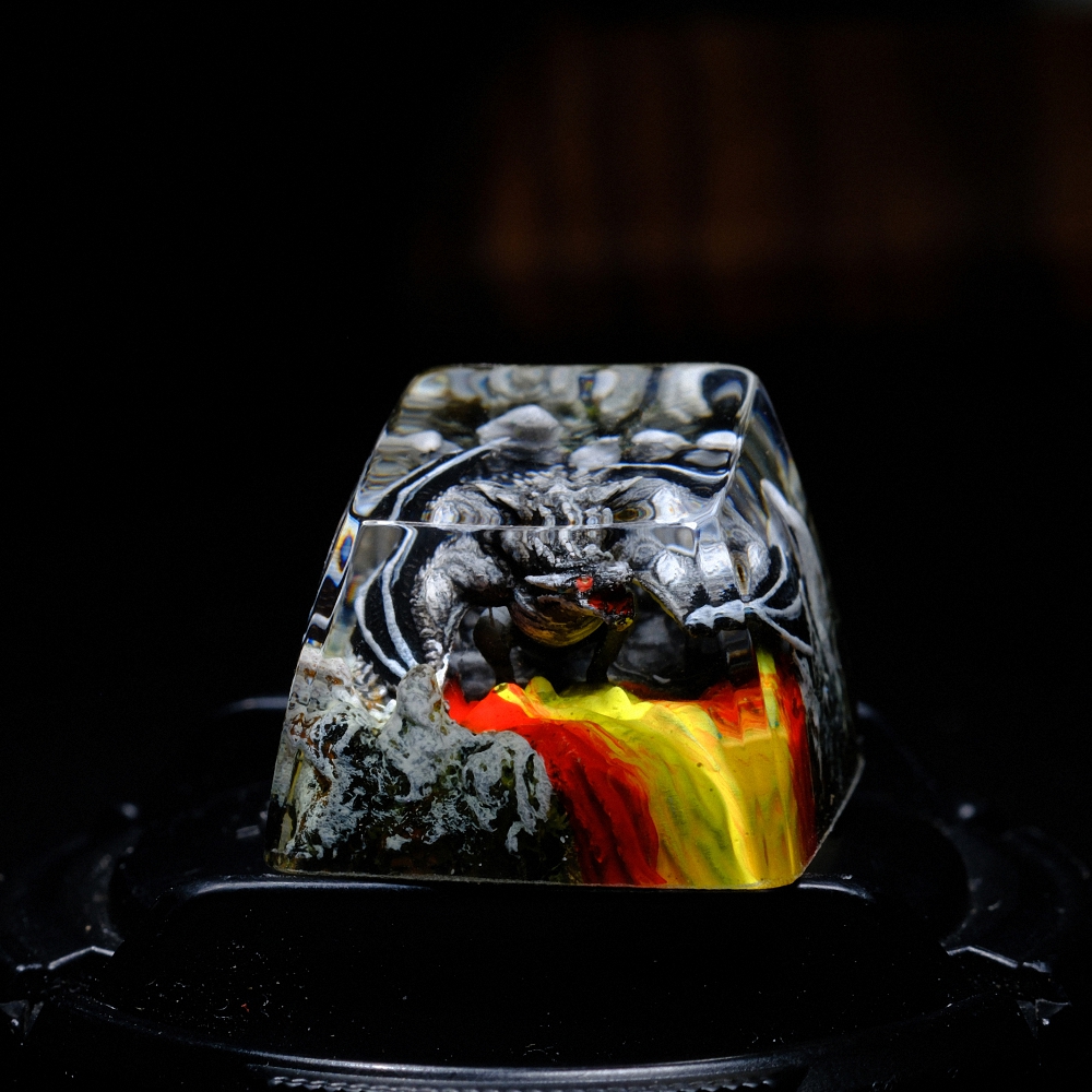 Gray Dragon Artisan Keycap Breakwooden 12
