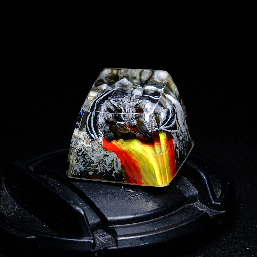 Gray Dragon Artisan Keycap Breakwooden 12