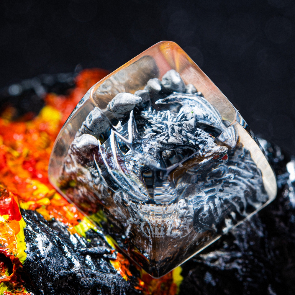 Gray Dragon Artisan Keycap Breakwooden 2