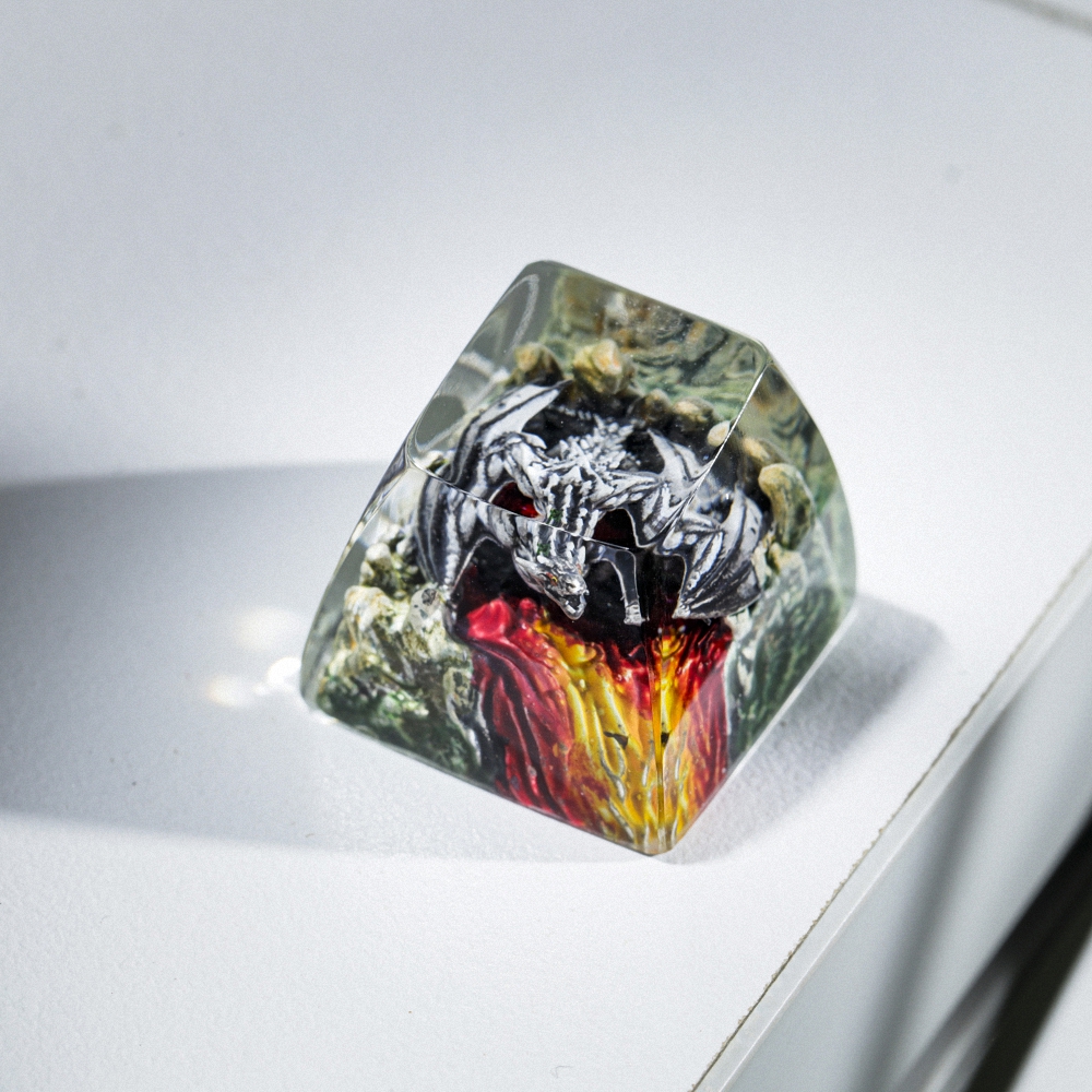 Gray Dragon Artisan Keycap Breakwooden 6