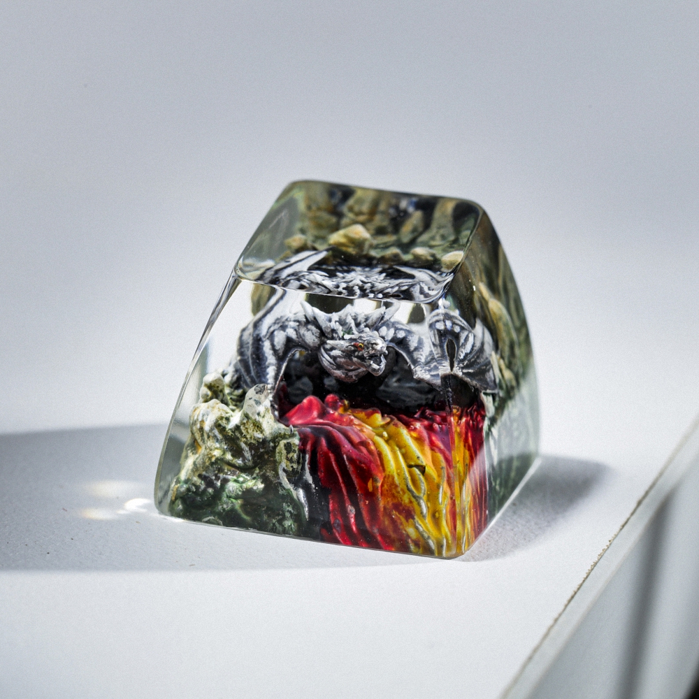 Gray Dragon Artisan Keycap Breakwooden 6