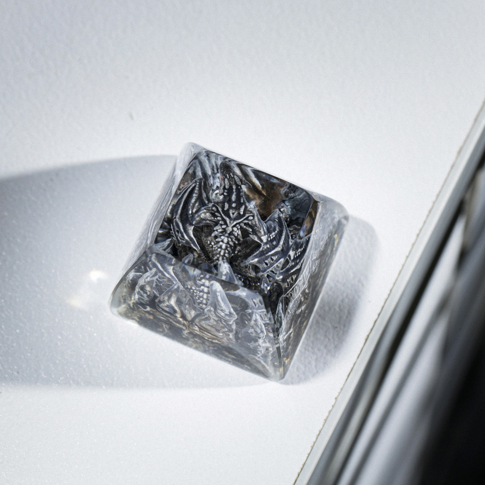 Gray Dragon Artisan Keycap Breakwooden 6
