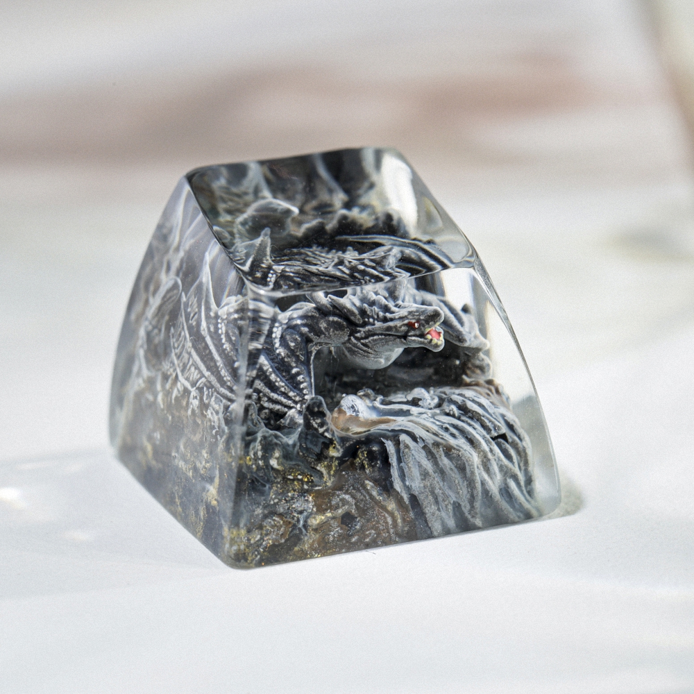 Gray Dragon Artisan Keycap Breakwooden 6