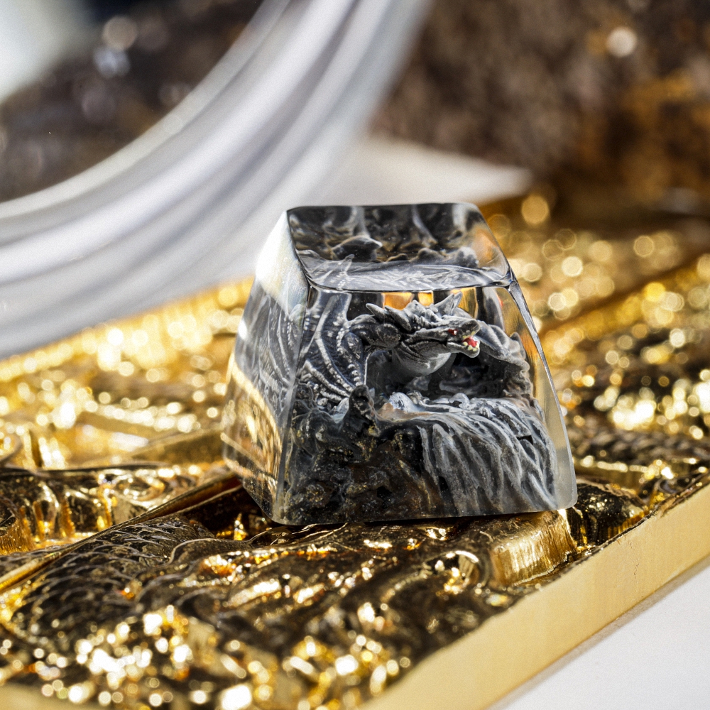 Gray Dragon Artisan Keycap Breakwooden 7