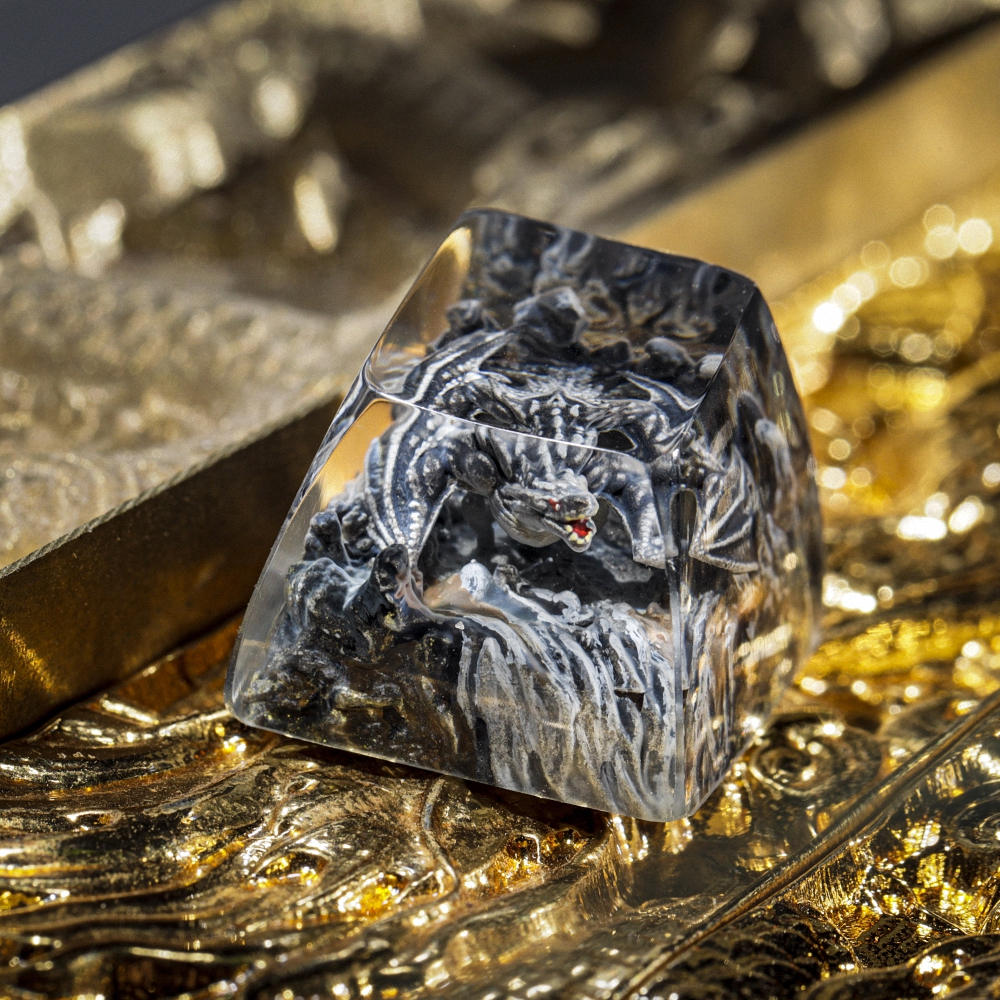 Gray Dragon Artisan Keycap Breakwooden 7