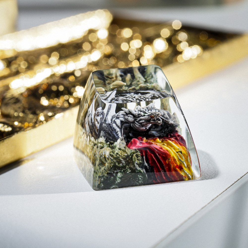 Gray Dragon Artisan Keycap Breakwooden 7