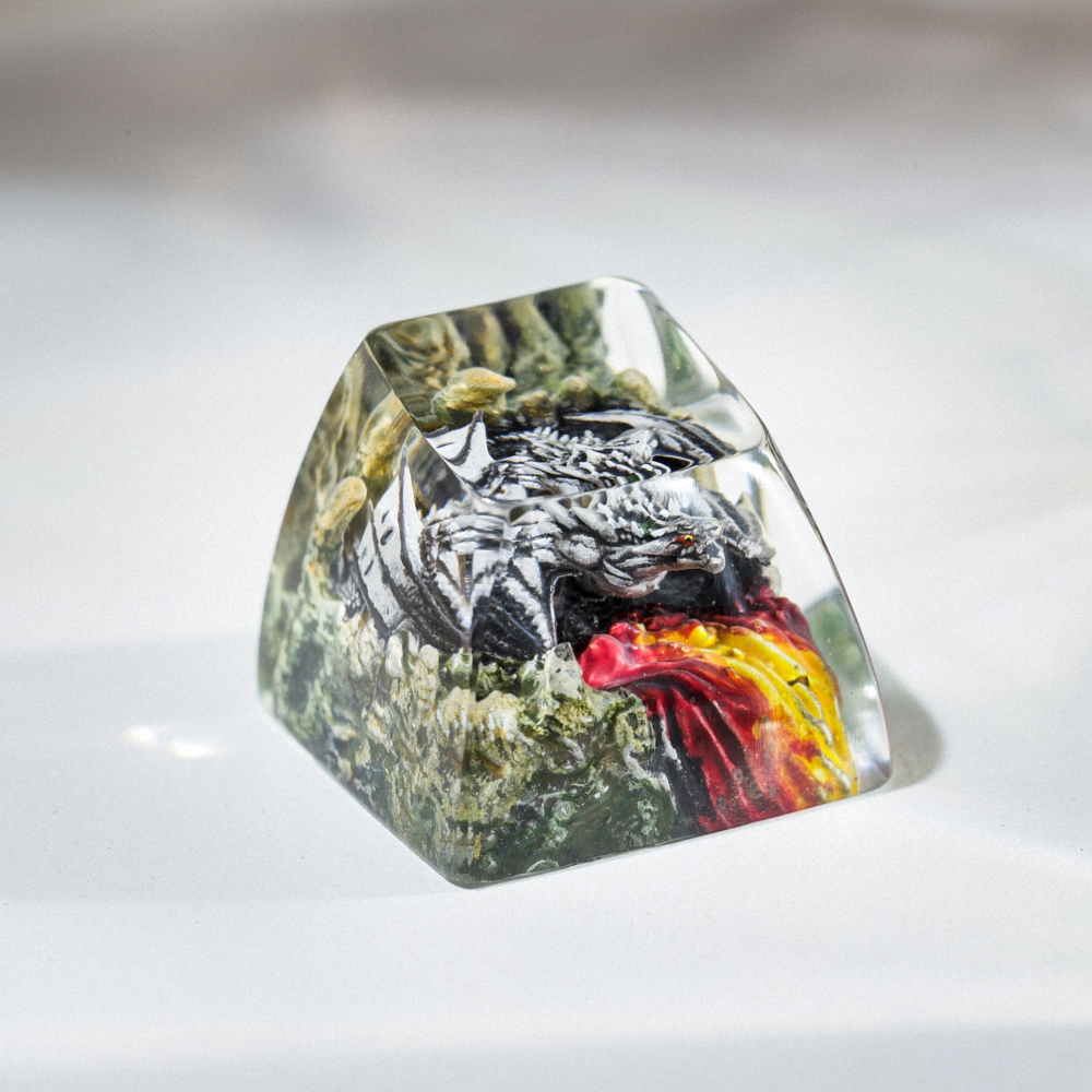 Gray Dragon Artisan Keycap Breakwooden 7