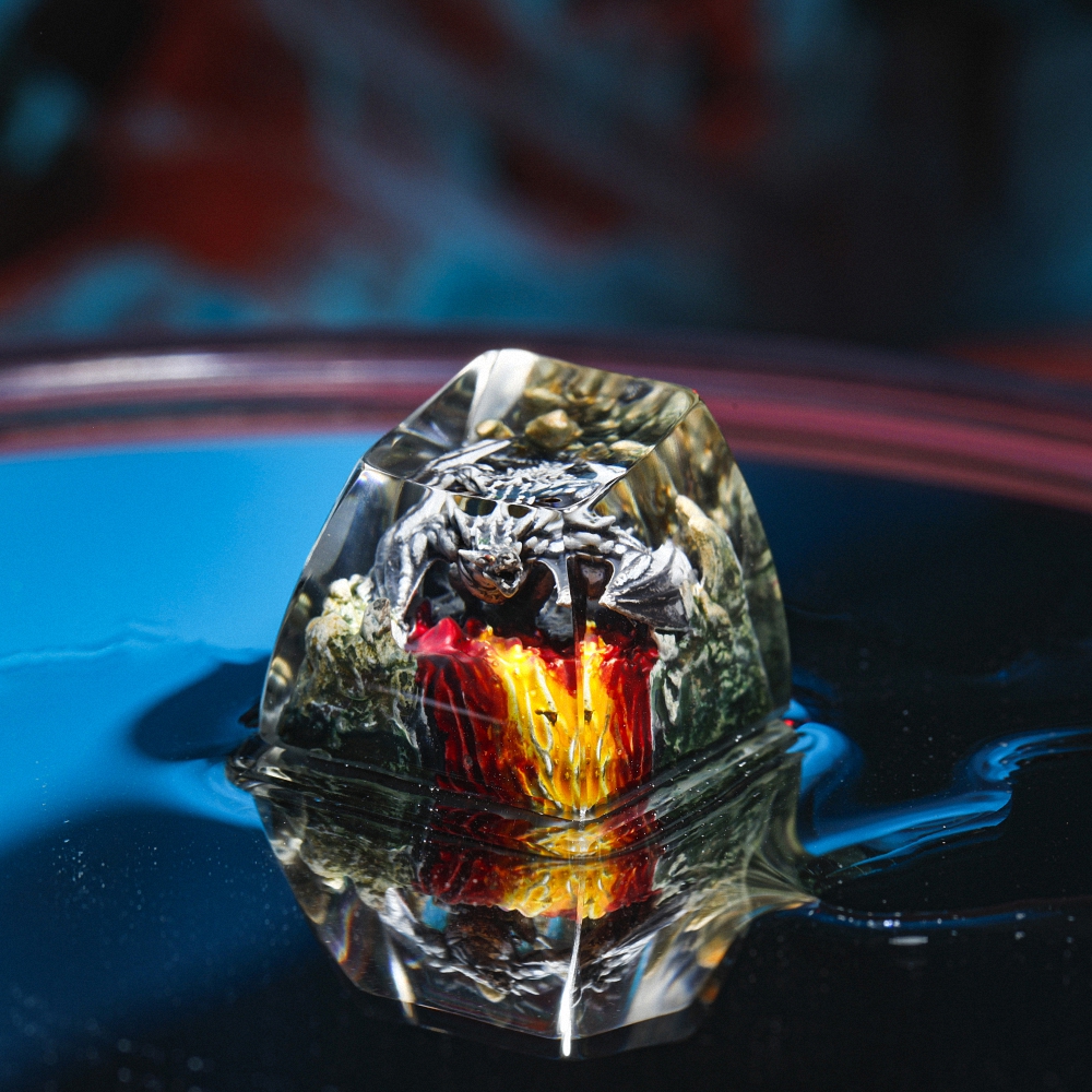 Gray Dragon Artisan Keycap Breakwooden 8