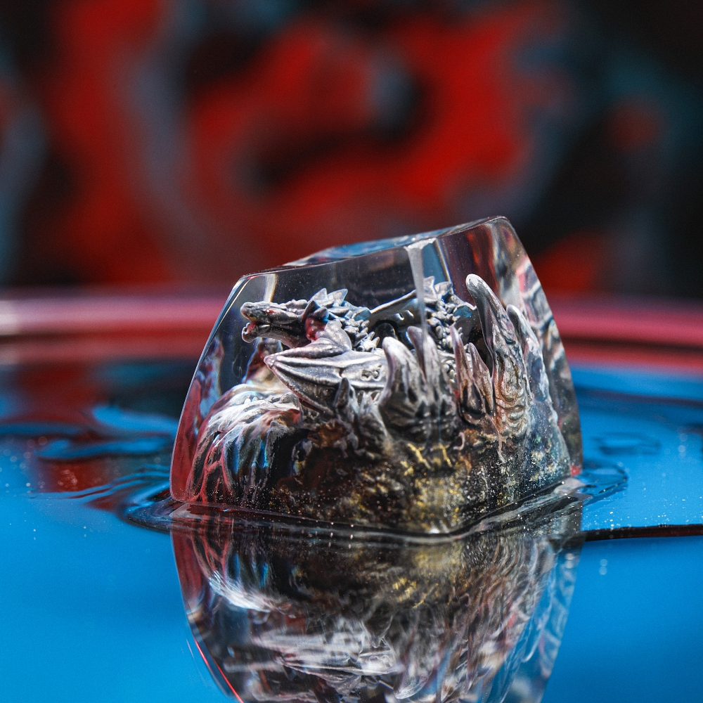 Gray Dragon Artisan Keycap Breakwooden 8