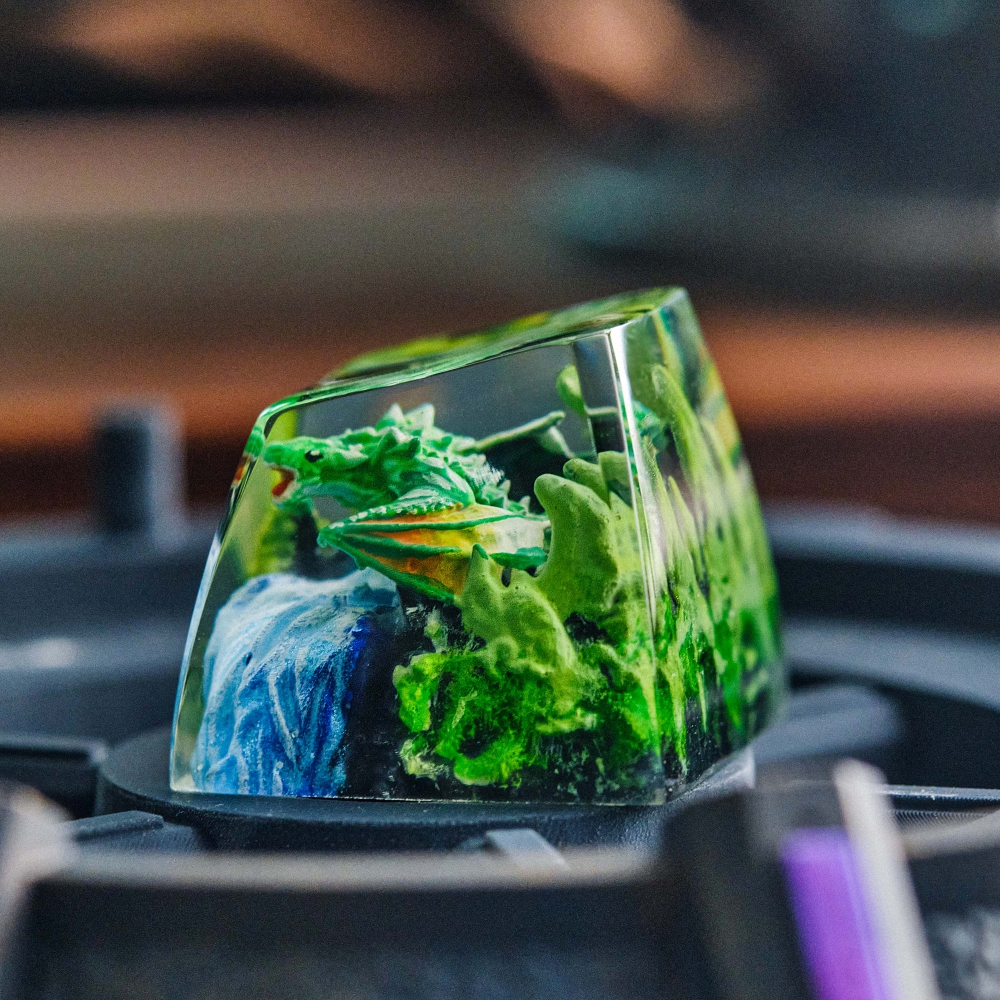 Green Dragon Artisan Keycap Breakwooden