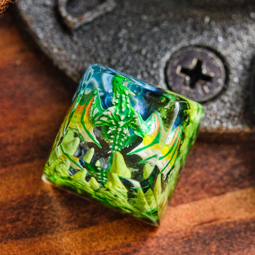 Green Dragon Artisan Keycap Breakwooden