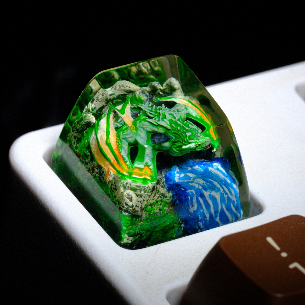 Green Dragon Artisan Keycap Breakwooden 4