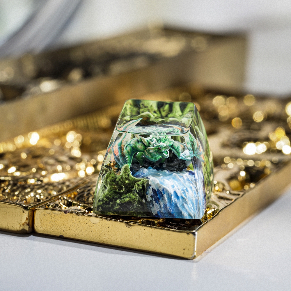 Green Dragon Artisan Keycap Breakwooden 5