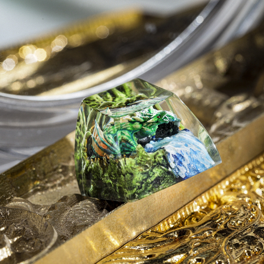 Green Dragon Artisan Keycap Breakwooden 5