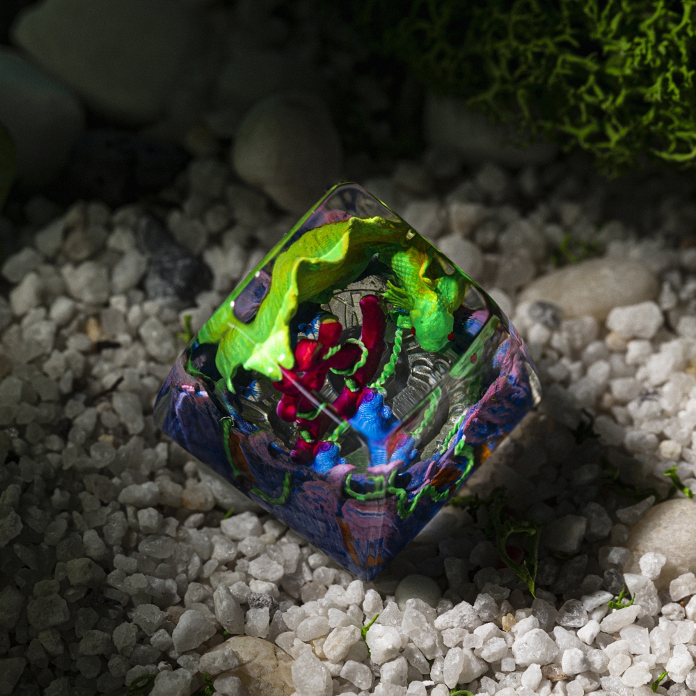Green Koi Fish Artisan Keycap Breakwooden