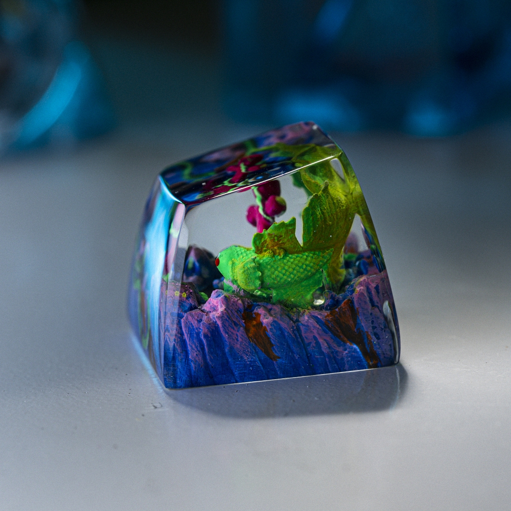 Green Koi Fish Artisan Keycap Breakwooden