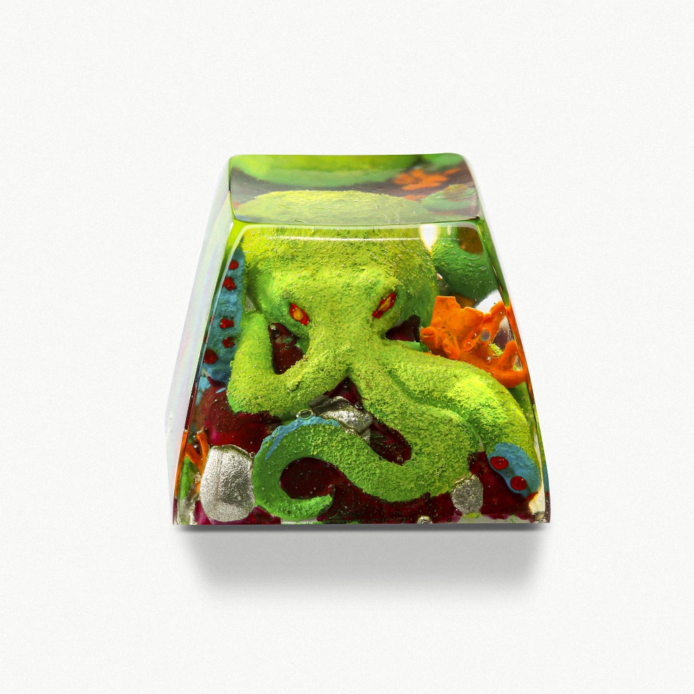 Green Octopus Artisan Keycap Breakwooden