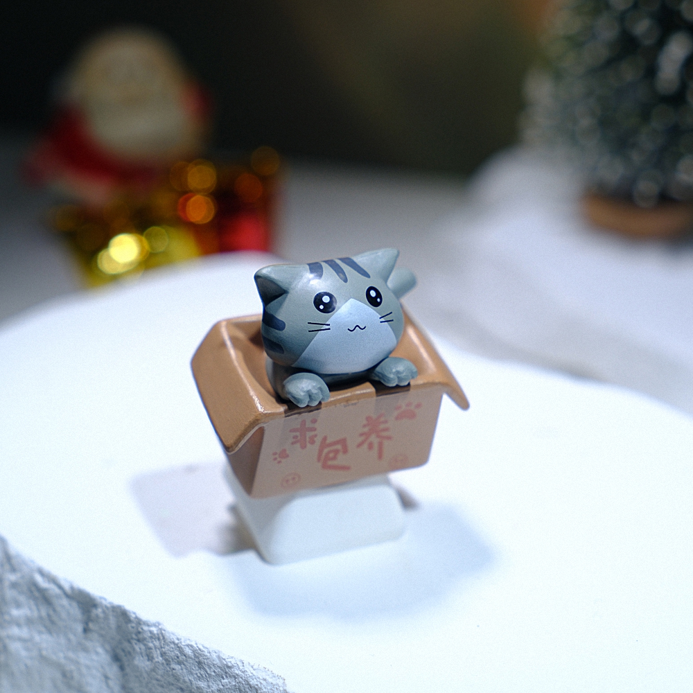 Grey Cat Artisan Keycap Breakwooden