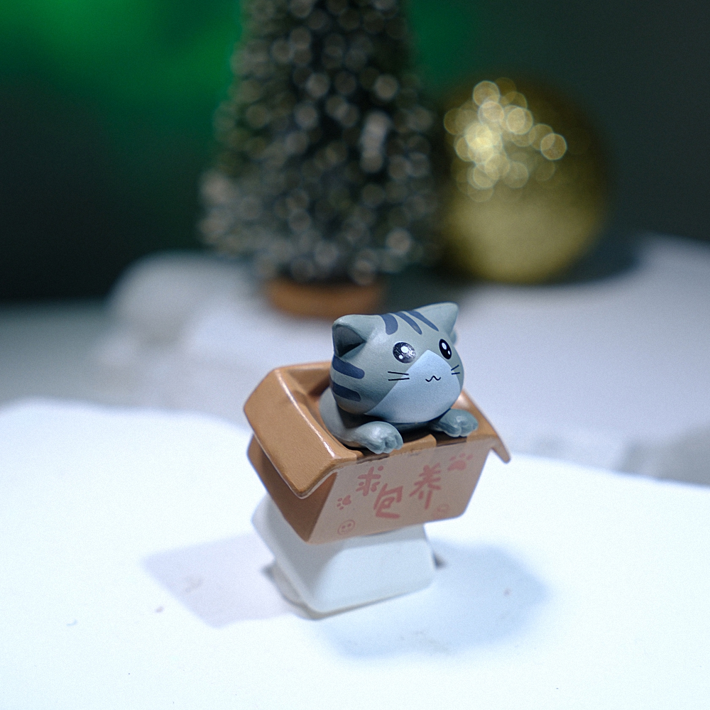Grey Cat Artisan Keycap Breakwooden
