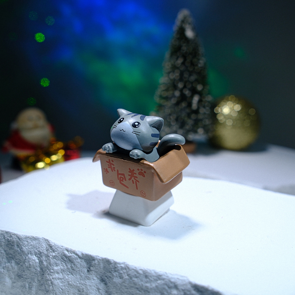 Grey Cat Artisan Keycap Breakwooden