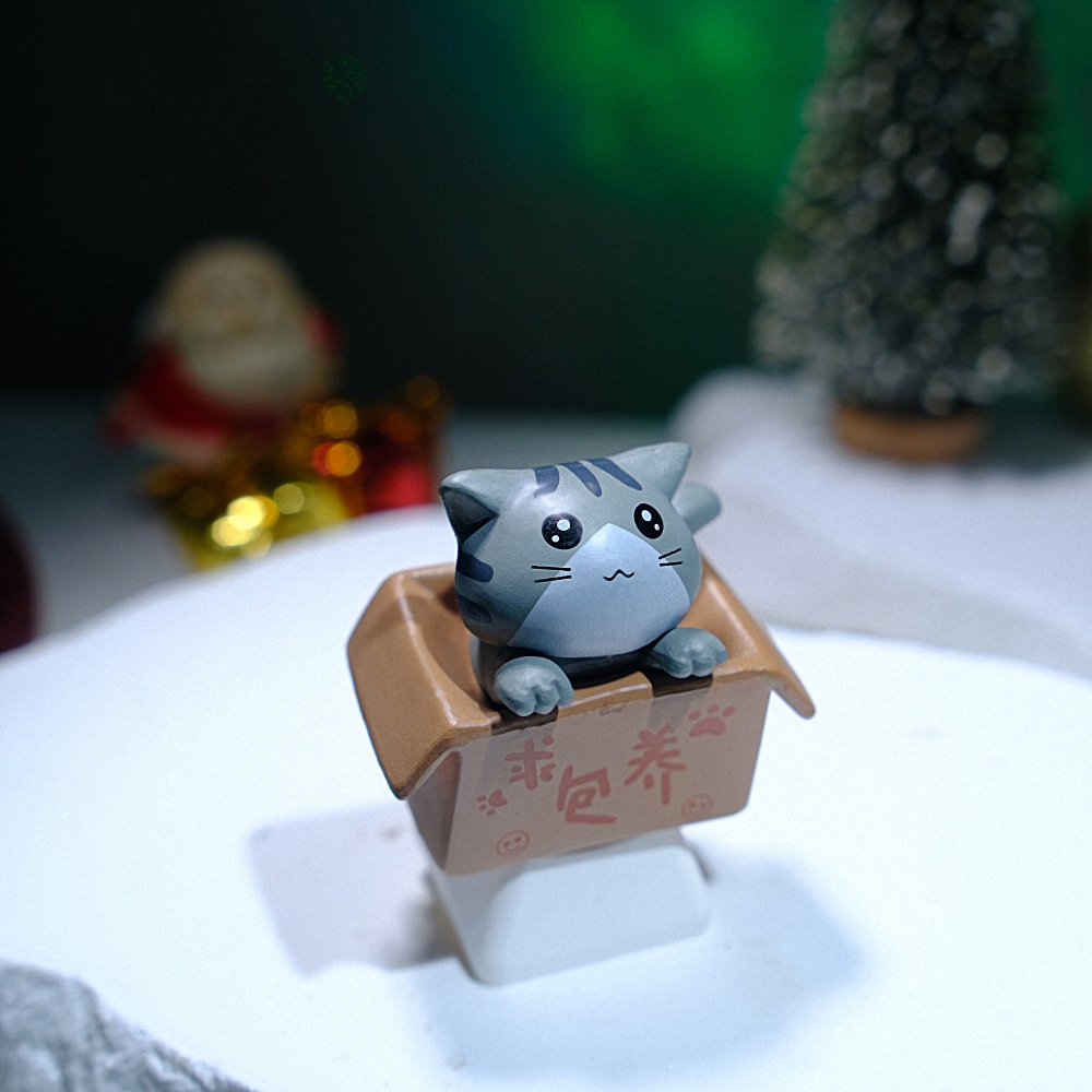 Grey Cat Artisan Keycap Breakwooden