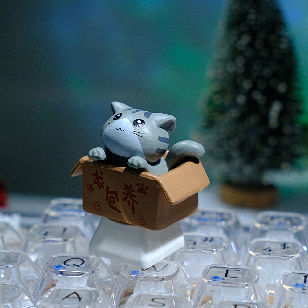 Grey Cat Artisan Keycap Breakwooden 2