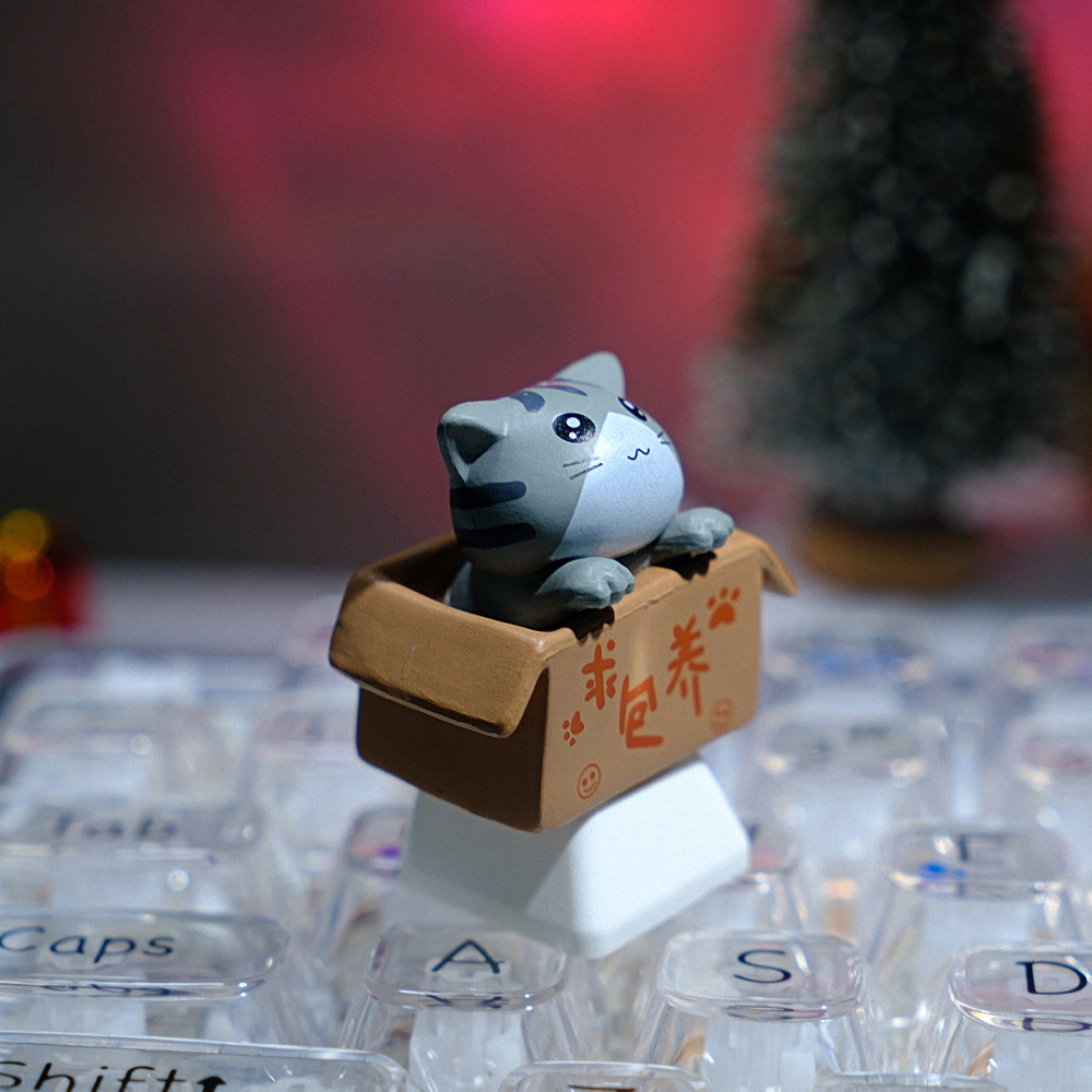 Grey Cat Artisan Keycap Breakwooden 2