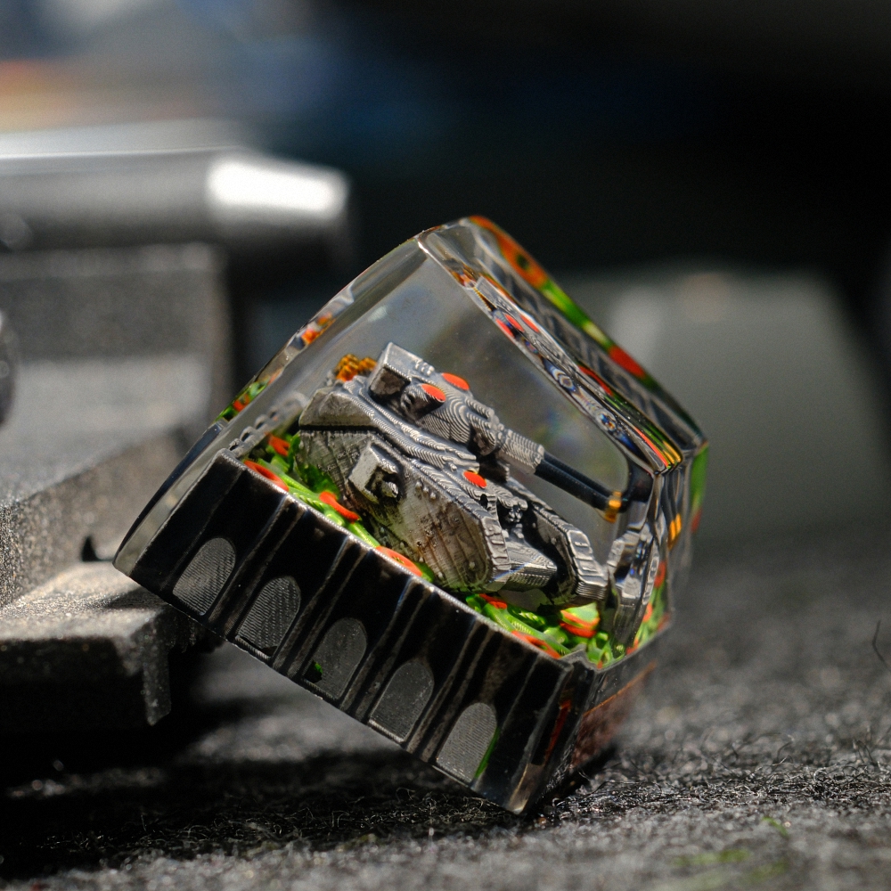 Grey Tank Artisan Keycap Breakwooden