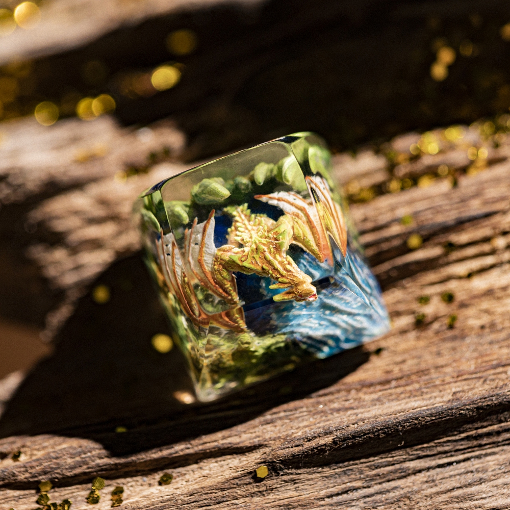 Orange Dragon Artisan Keycap Breakwooden