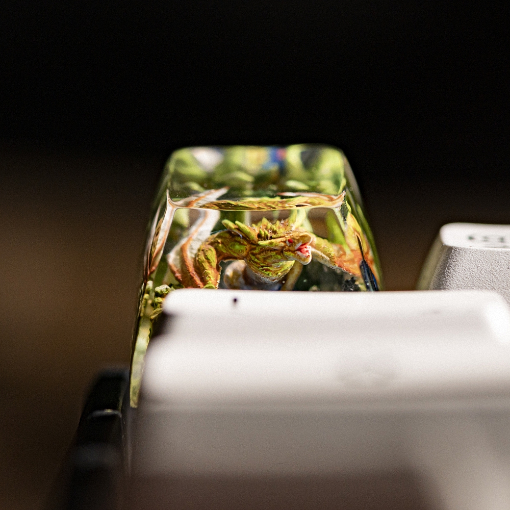 Orange Dragon Artisan Keycap Breakwooden