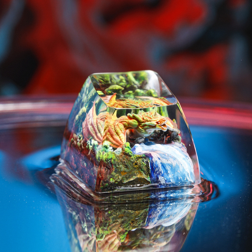 Orange Dragon Artisan Keycap Breakwooden 2