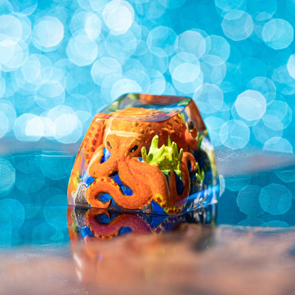 Orange Octopus Artisan Keycap Breakwooden