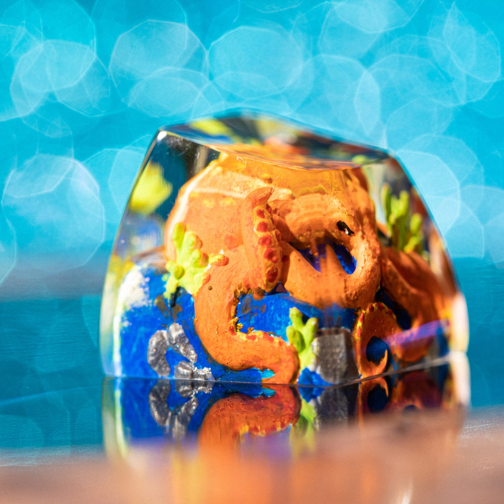 Orange Octopus Artisan Keycap Breakwooden