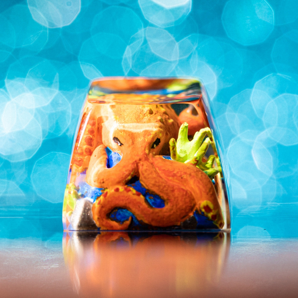 Orange Octopus Artisan Keycap Breakwooden