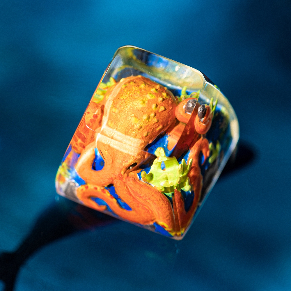 Orange Octopus Artisan Keycap Breakwooden