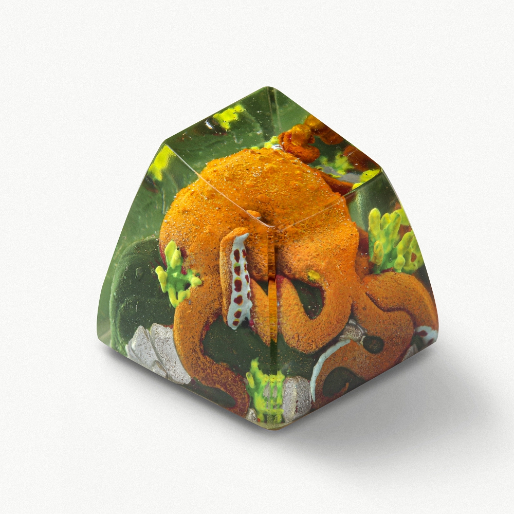 Orange Octopus Artisan Keycap Breakwooden 2