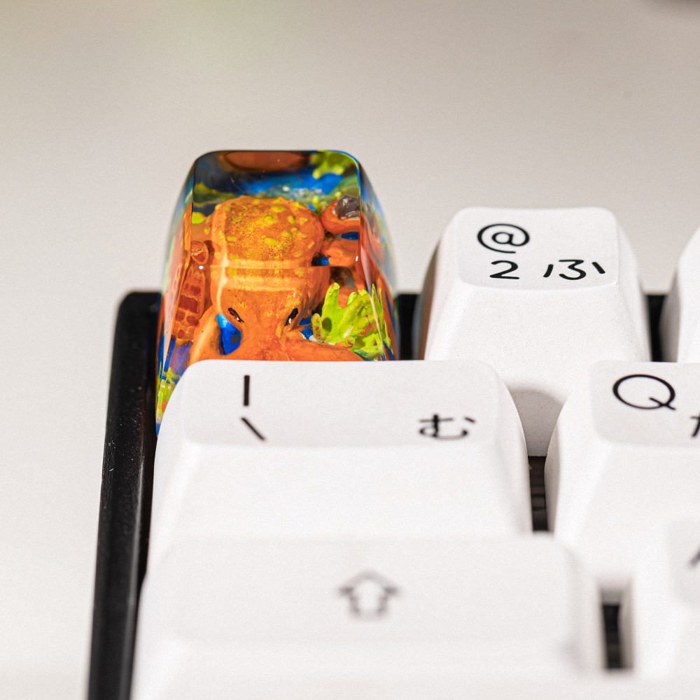 Orange Octopus Artisan Keycap Breakwooden 3