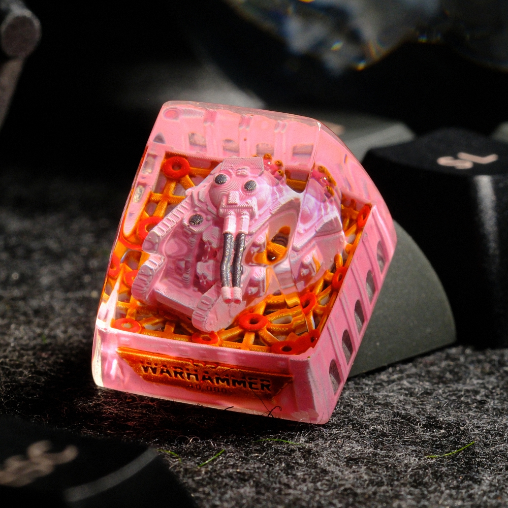 Pink Tank Artisan Keycap Breakwooden