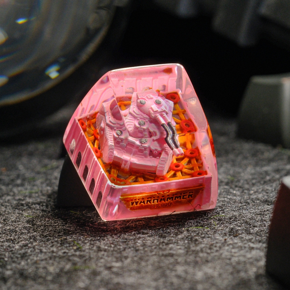 Pink Tank Artisan Keycap Breakwooden
