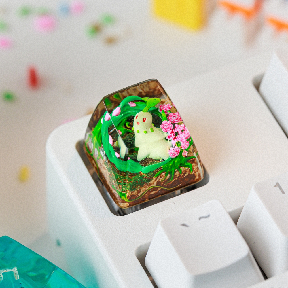 Pokemon - Chikorita Artisan Keycap Breakwooden 3