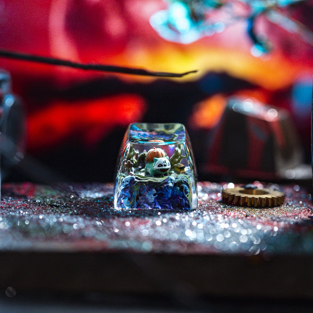 Pokemon - Halloween Bulbasaur Artisan Keycap Breakwooden